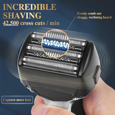 خمس شفرات حلاقة للرجال مع بطارية 1000mAh و 90 دقيقة من وقت العمل مقاوم للماء IPX6 USB قابلة للشحن الحلاقة الكهربائية
