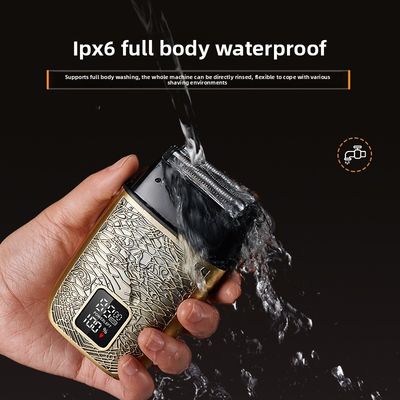 ماكينة حلاقة كهربائية احترافية للرجال ببطارية 500 مللي أمبير وشفرات من الفولاذ المقاوم للصدأ وغسيل كامل للجسم