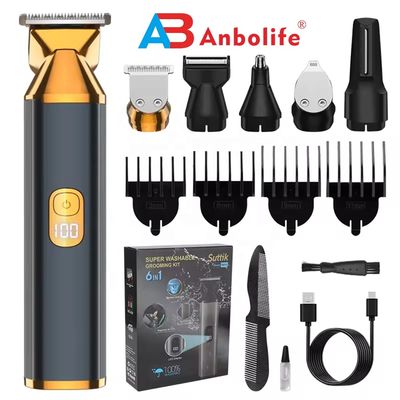 ماكينة حلاقة شعر كهربائية متعددة الوظائف 6 في 1 مع مقاومة للماء IPX7 ووقت شحن 1.5 ساعة للعناية بالرجال