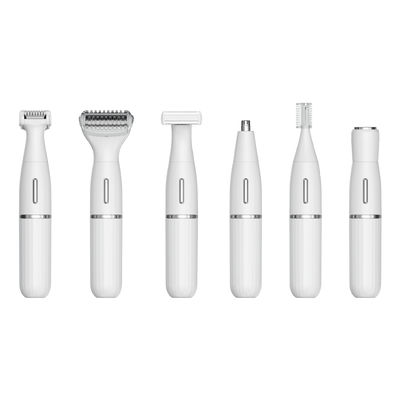 ماكينة حلاقة كهربائية متعددة الوظائف 6 في 1 مع أداة تشذيب شعر الأنف بضمان لمدة سنة واحدة وطاقة USB قابلة لإعادة الشحن