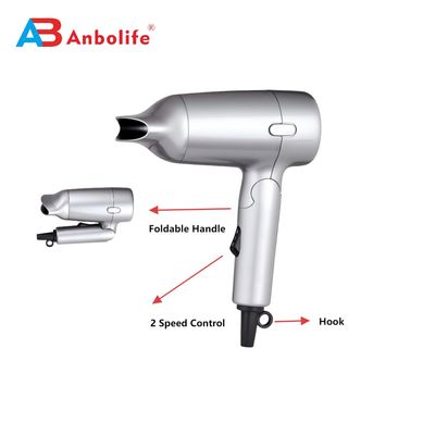 مجفف شعر ANBOLIFE Professional 1200W قابل للطي مع إعدادين للسرعة ومحرك DC عالي السرعة للتجفيف السريع