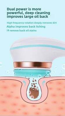 فرشاة استحمام كهربائية قابلة لإعادة الشحن أوتوماتيكية بالكامل مع مقبض طويل من السيليكون لتدليك الجسم