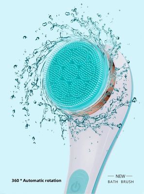 فرشاة استحمام كهربائية قابلة لإعادة الشحن أوتوماتيكية بالكامل مع مقبض طويل من السيليكون لتدليك الجسم