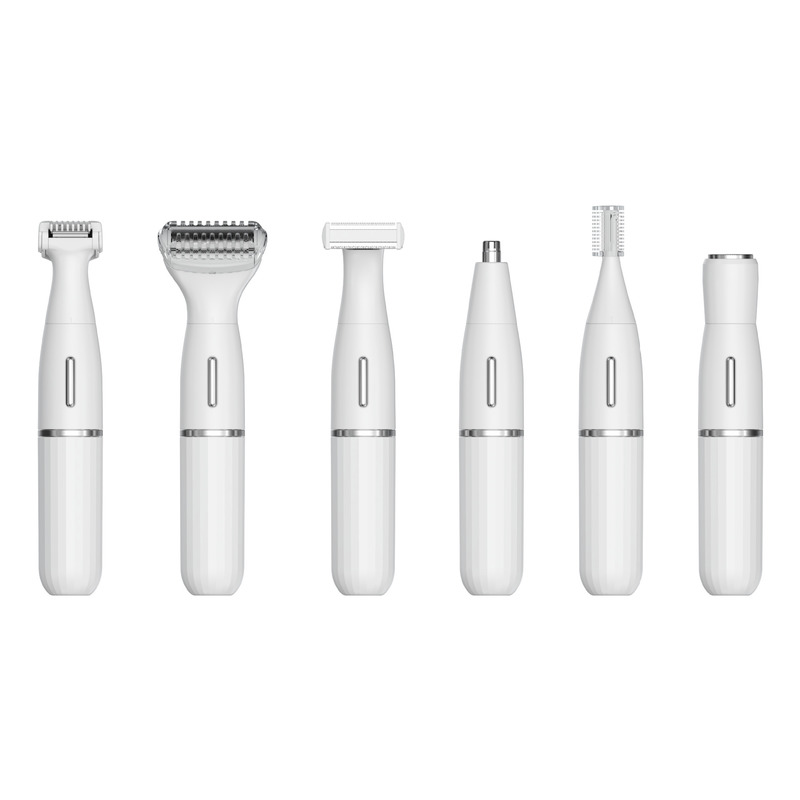 ماكينة حلاقة كهربائية متعددة الوظائف 6 في 1 مع أداة تشذيب شعر الأنف بضمان لمدة سنة واحدة وطاقة USB قابلة لإعادة الشحن